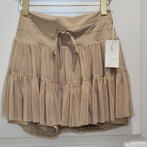 Popflex Active Pirouette Tiered Skort Cafe au Lait Tan Tennis Shorts